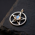 Moonstone Pentagram Sterling Pendant - Persephone lifestyle product photo
