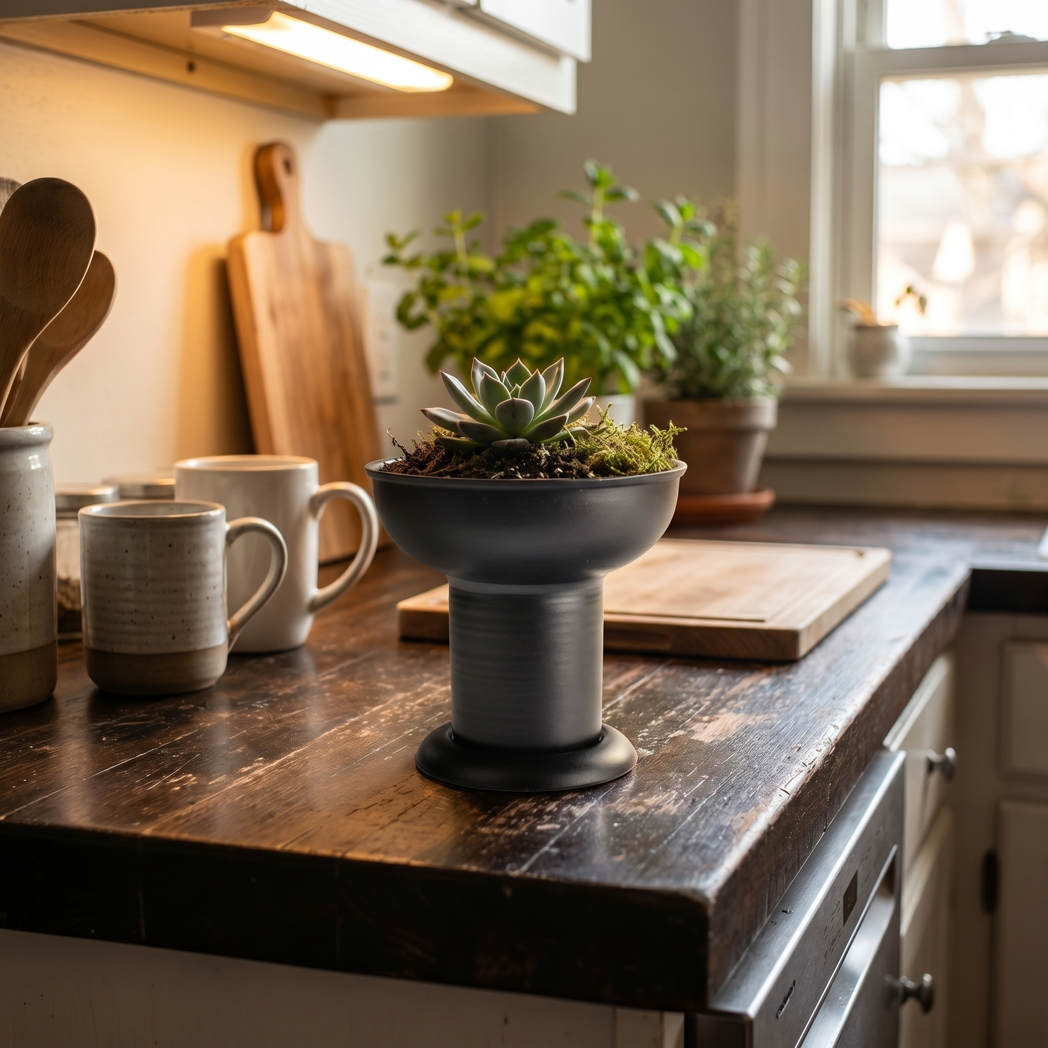 Obsidian Pillar Altar Cup in home setting - Persephone