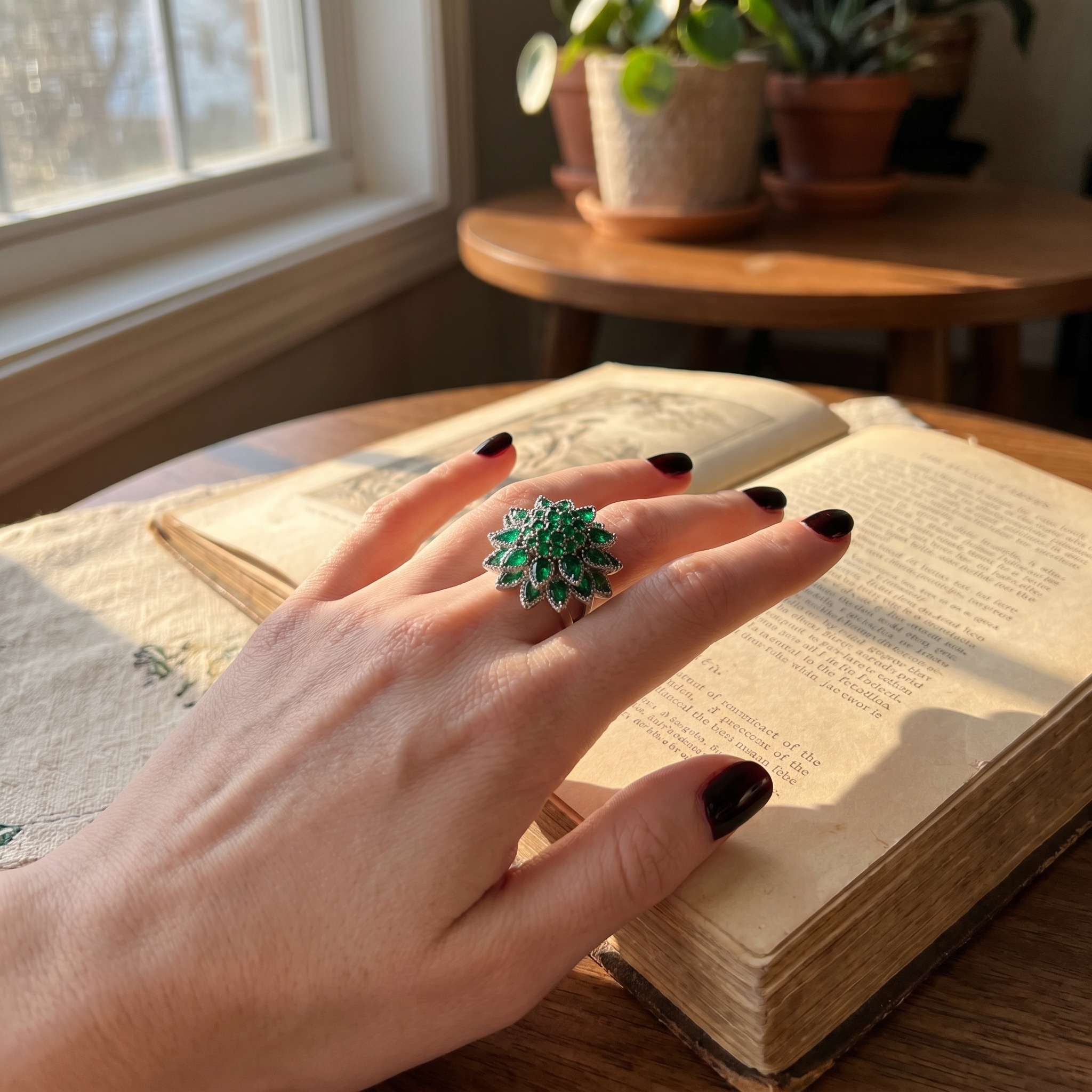 The Verdant Ring — Silver in home setting - Persephone