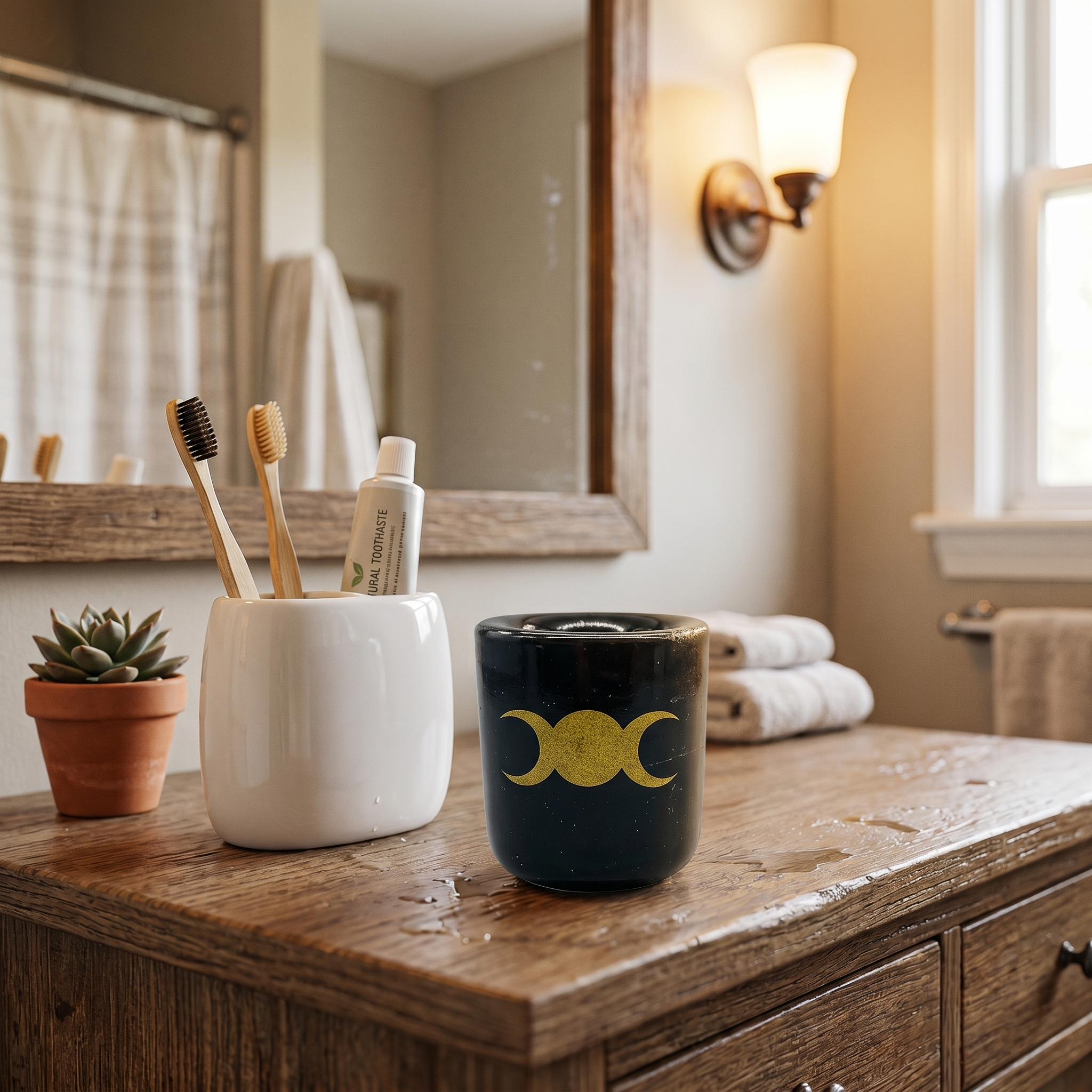 Triple Moon Ceramic Vessel in home setting - Persephone